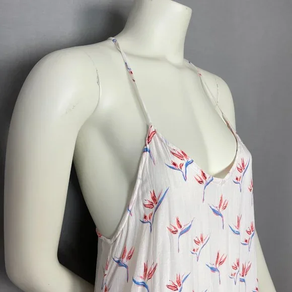 Acacia Dress Cover-Up Floral St. Tropez Birds of Paradise Size Small White Rayon - Picture 10 of 13